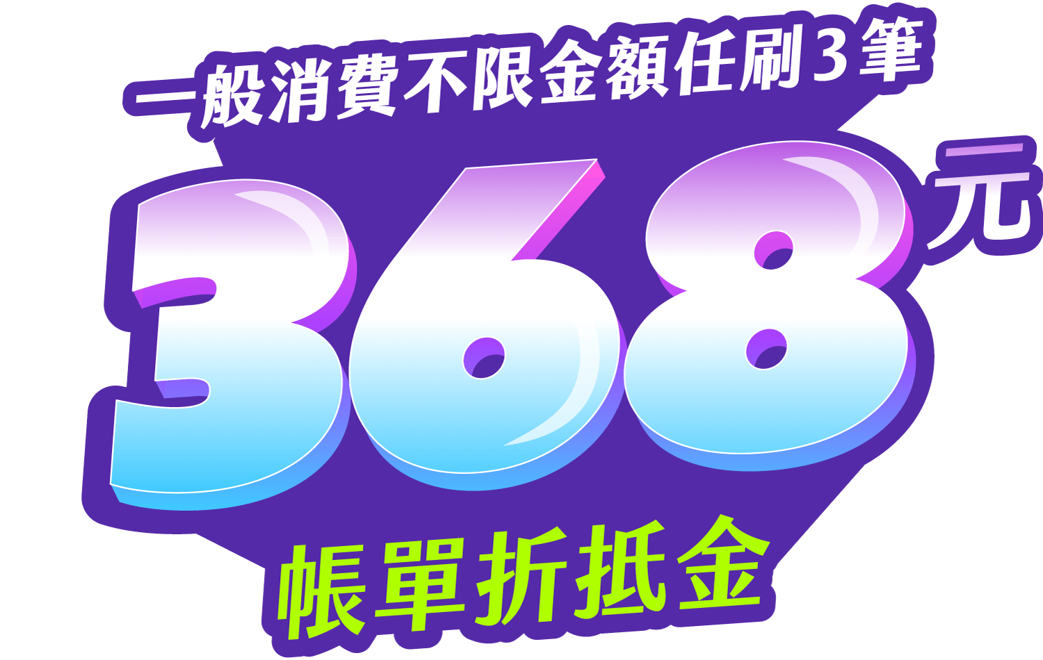 新申辦 Bankee 信用卡卡友，一般消費不限金額任刷3筆，即享新臺幣 368 元帳單折抵金