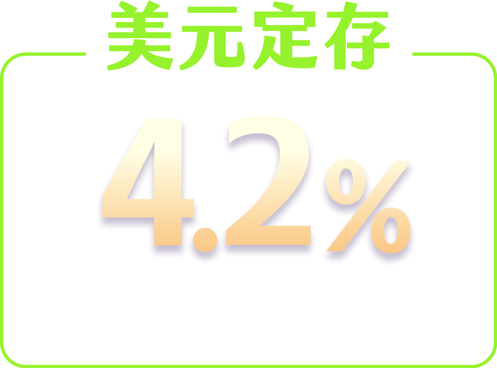 美元定存五個月期，優惠年利率4.2%